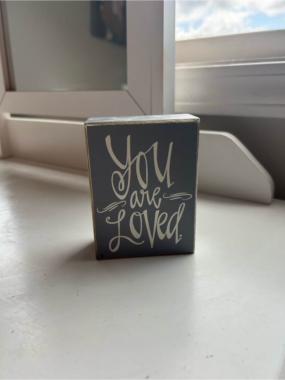 You Are Loved Decorative Block Sign - Grey and White